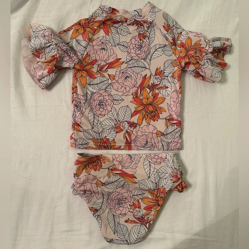 Janie and Jack Pink Floral Rashguard Set